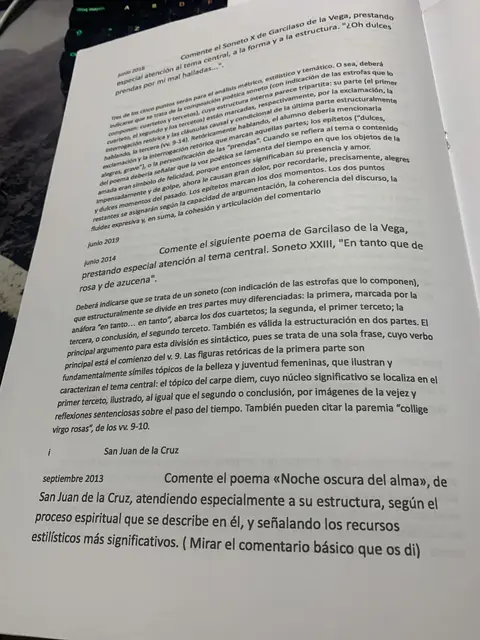 Comentario del Soneto XXIII de Garcilaso y del poema «Noche oscura del alma» de San Juan