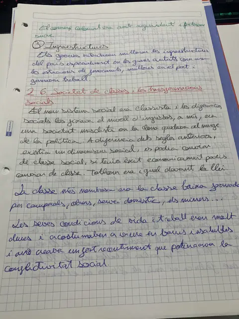 Les infraestructures i el nou sistema social de classes amb dinamisme social