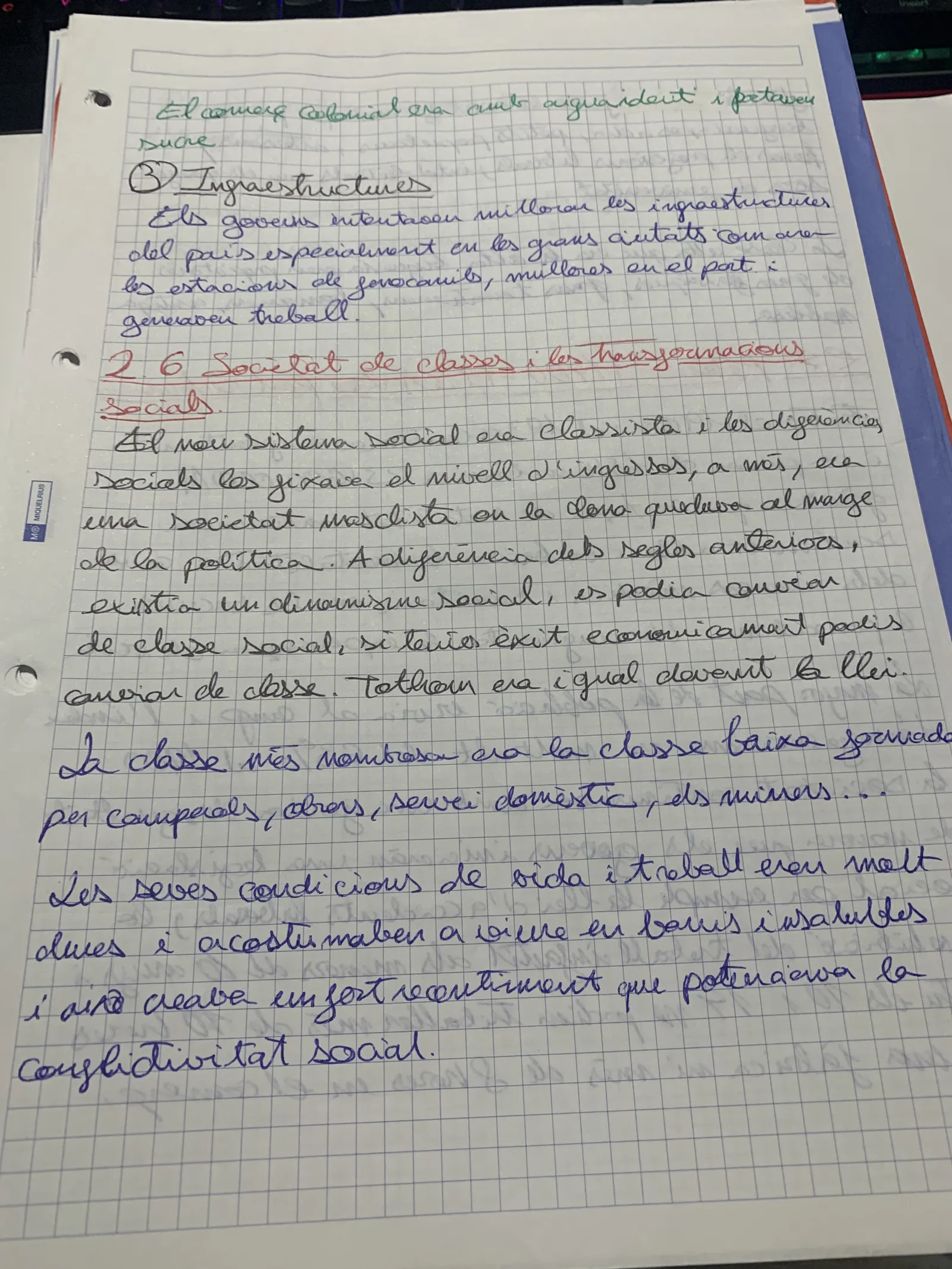 Les infraestructures i el nou sistema social de classes amb dinamisme social