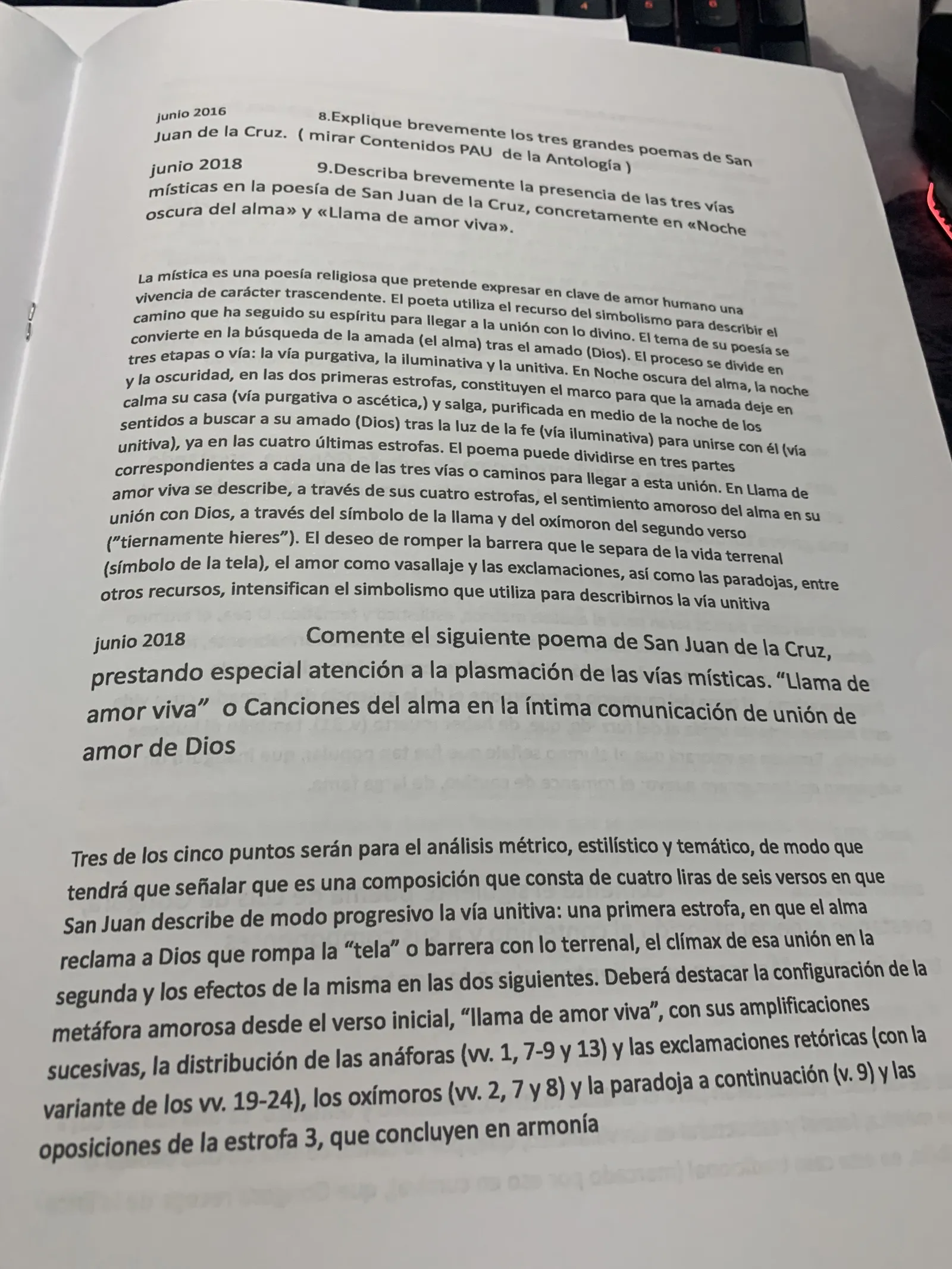 Los tres grandes poemas de San Juan de la Cruz y el comentario de «Llama de amor viva»