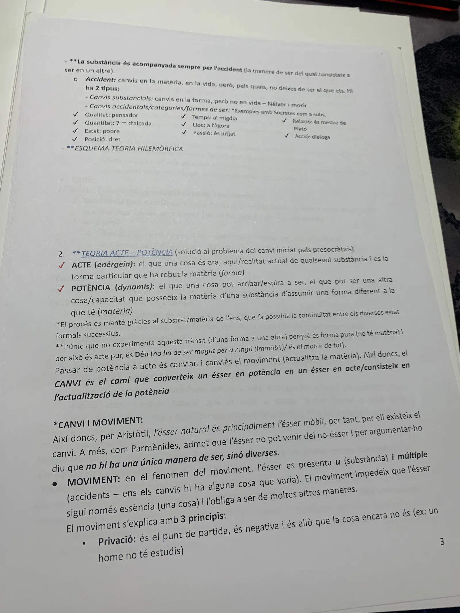 L'accident, la teoria acte-potència i l'explicació aristotèlica del canvi i el moviment