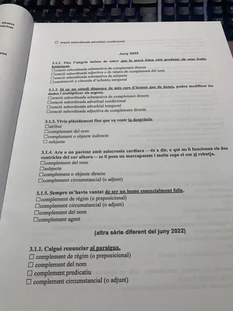 Dossier de subordinació: preguntes de juny de 2022 i d'una altra sèrie de la mateixa convocatòria