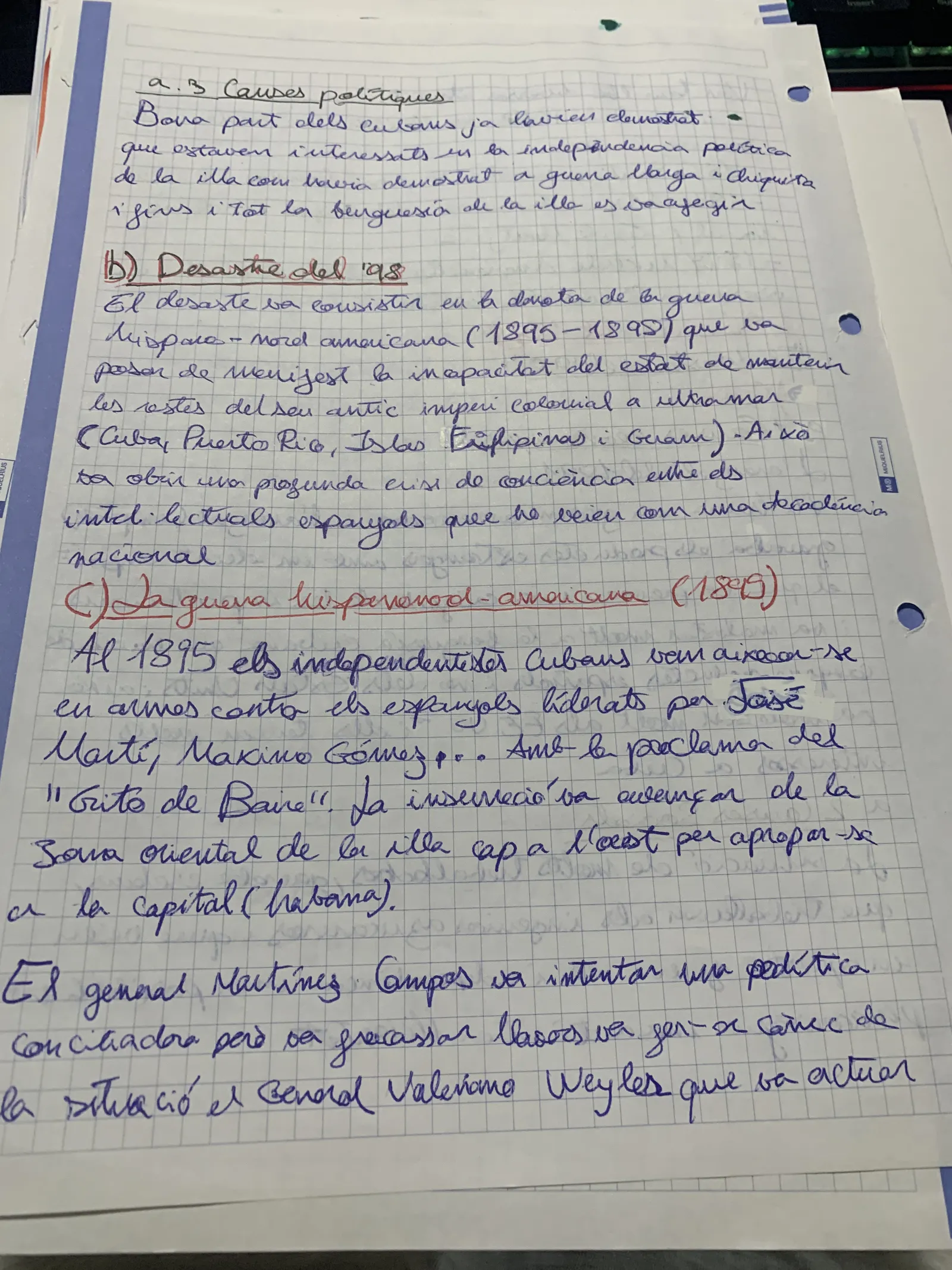 Causes polítiques del Desastre del 98 i l'inici de la guerra hispanoamericana el 1895