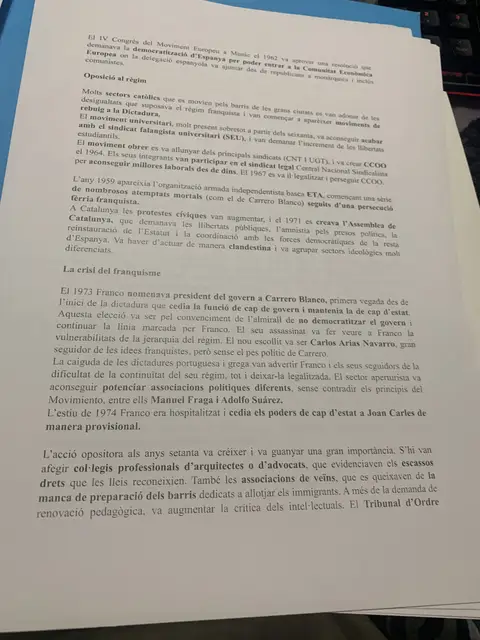 L'oposició al règim, l'Assemblea de Catalunya, l'aparició d'ETA i la crisi final del franquisme
