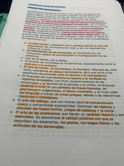 Teoría del esperpento: deformación, animalización, ironía, contrastes y riqueza de registros