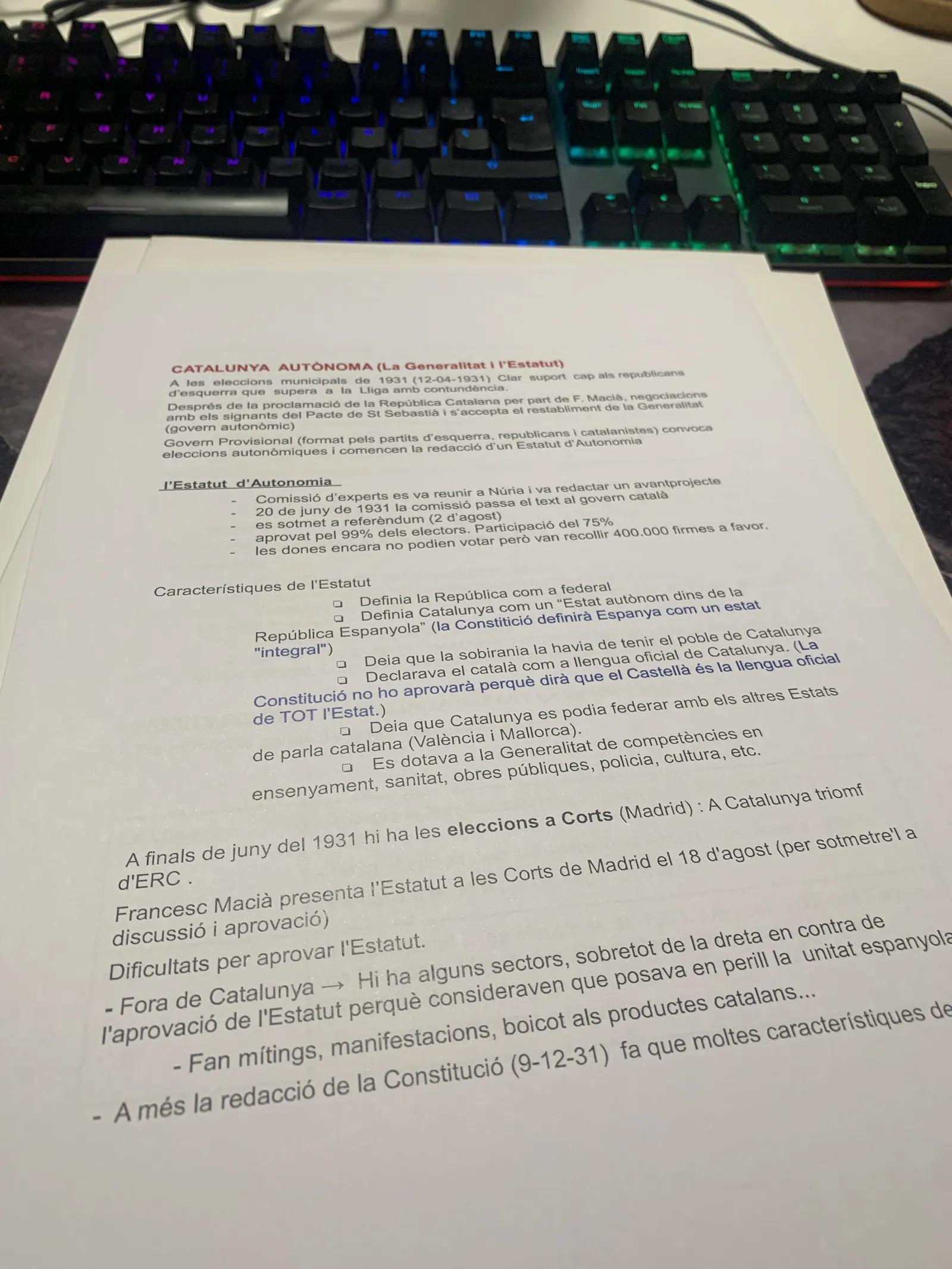 Catalunya autònoma: l'Estatut de Núria, les seves característiques i les dificultats per aprovar-lo