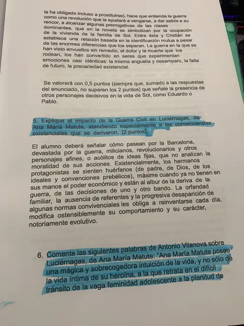 Preguntas 5 y 6: el impacto de la Guerra Civil y las palabras de Antonio Vilanova sobre la novela