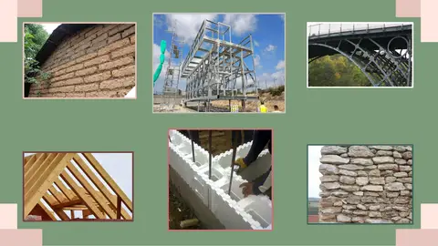 Fotografies d'exemple de materials amb funció constructiva