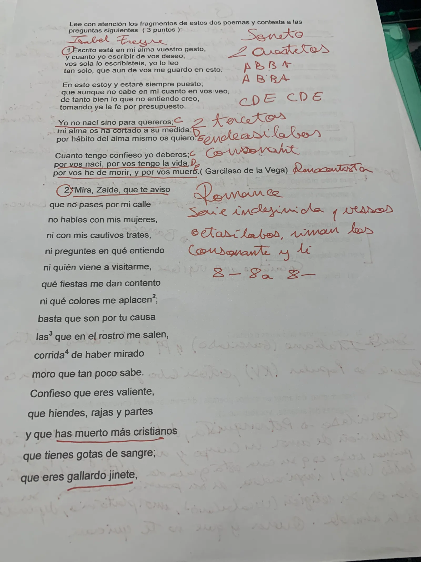 Análisis métrico de un soneto de Garcilaso y del romance «Mira, Zaide, que te aviso»