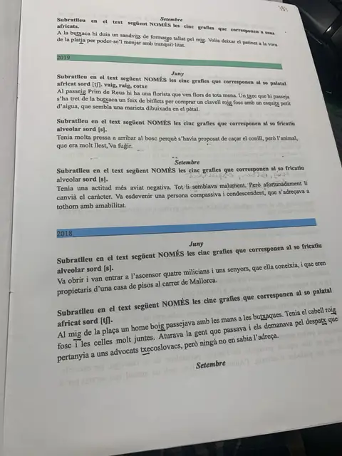 Activitats de fonètica de la PAU de 2019 i 2018: sons africats i fricatius