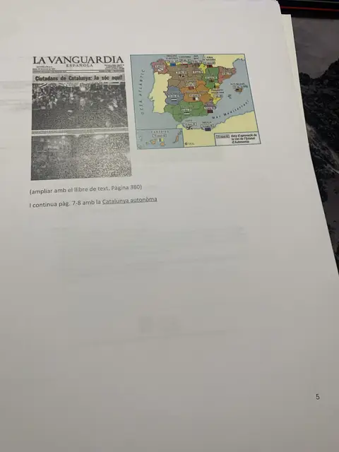 Portada de La Vanguardia i mapa de l'Estat de les autonomies