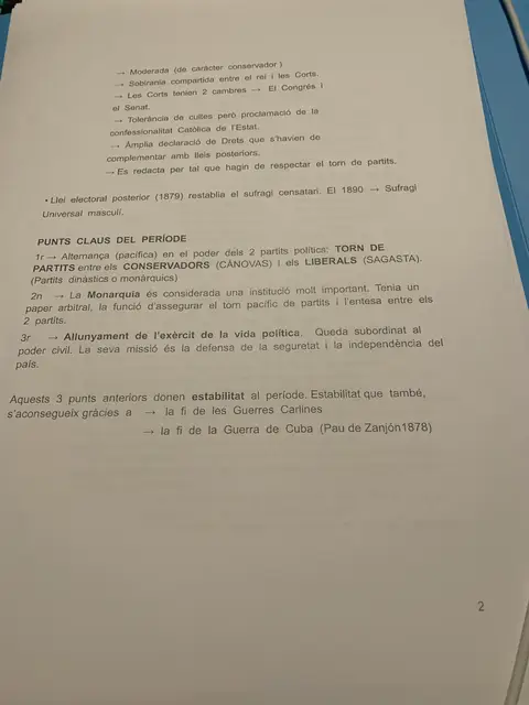 Característiques de la Constitució de 1876 i els tres punts clau del període