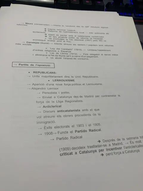 Les reformes de Maura i Canalejas i el lerrouxisme amb el Partido Radical