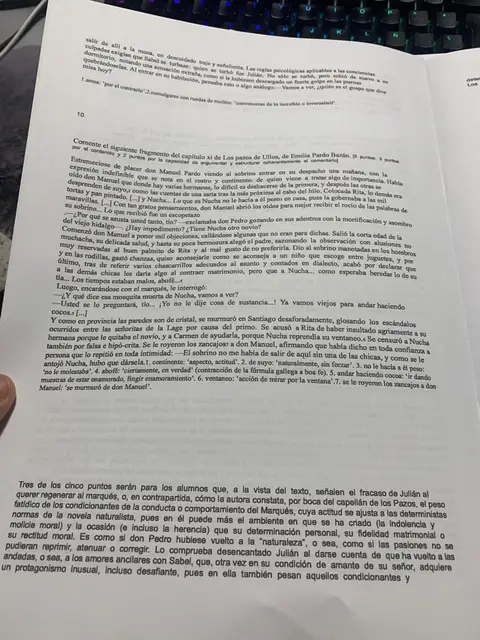Pregunta 10: comentario de un fragmento del capítulo XI y criterios de corrección