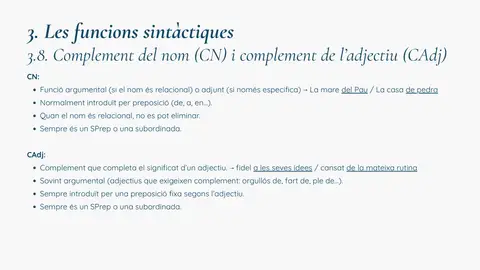 El complement del nom i el complement de l'adjectiu