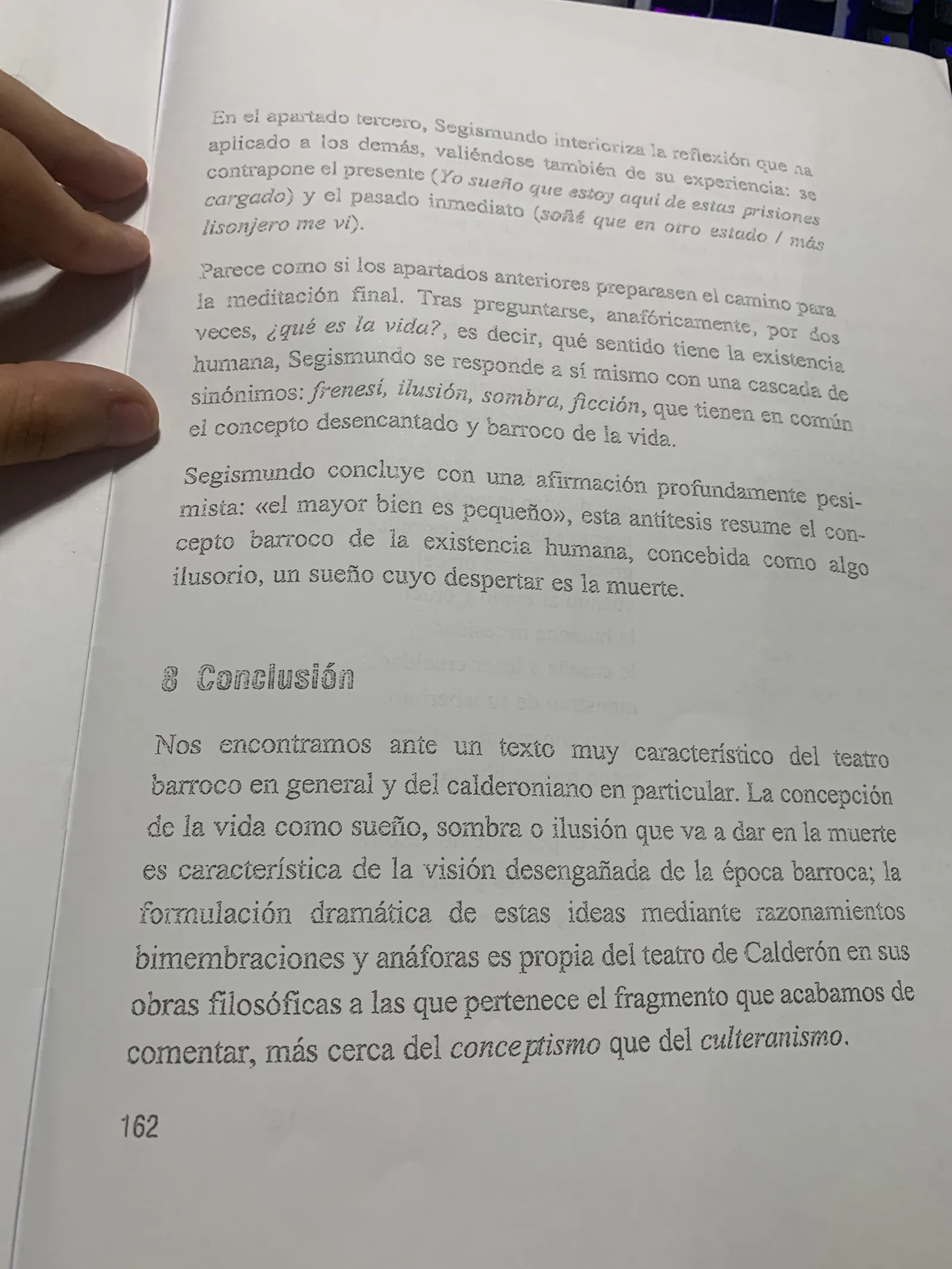 Conclusión del comentario: el desengaño barroco y el conceptismo de Calderón