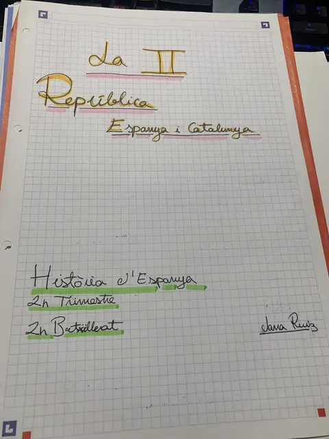 Portada retolada: «La II República, Espanya i Catalunya» — Història d'Espanya, 2n trimestre