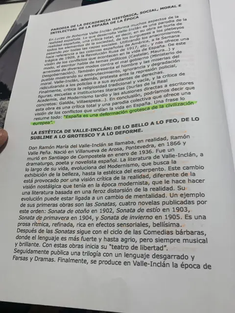 Parodia de la decadencia de España y la estética de Valle-Inclán: de lo bello a lo grotesco