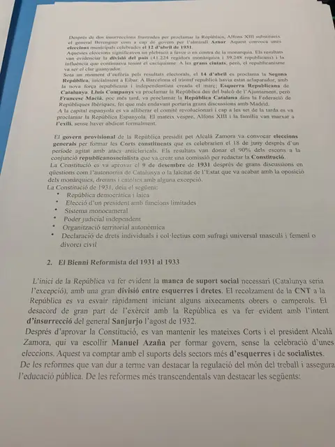 La proclamació de la República el 14 d'abril de 1931 i la Constitució del 9 de desembre