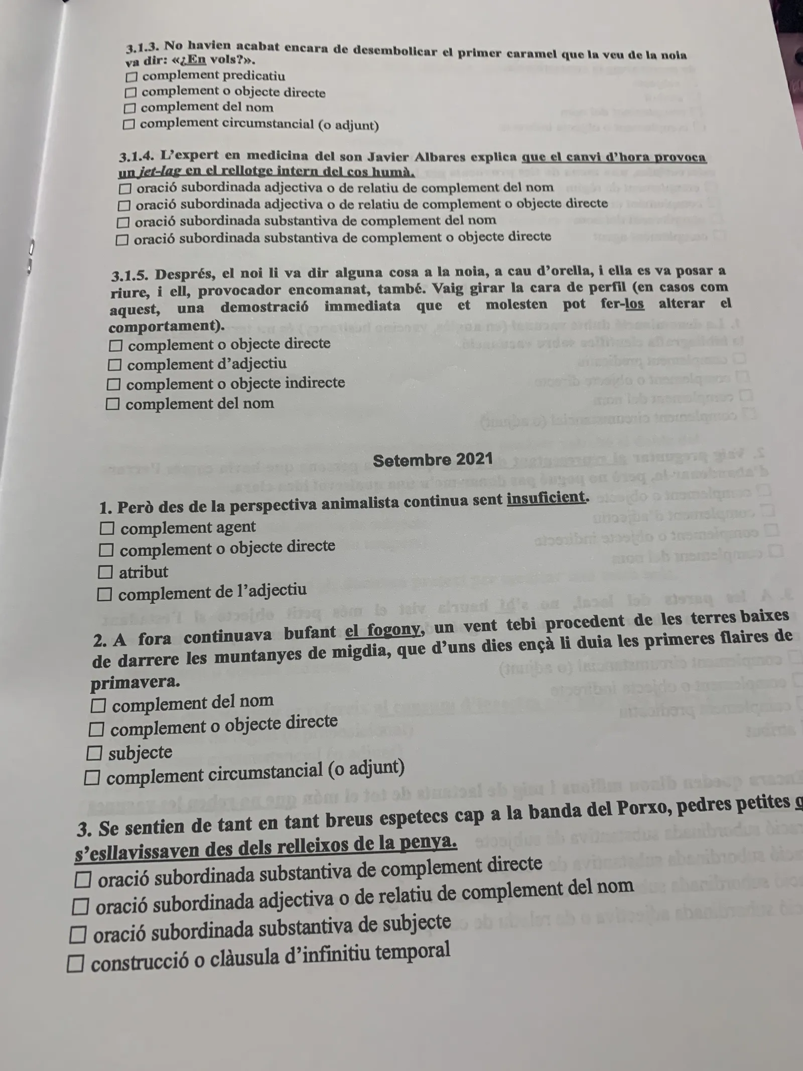 Dossier de subordinació: preguntes de setembre de 2021