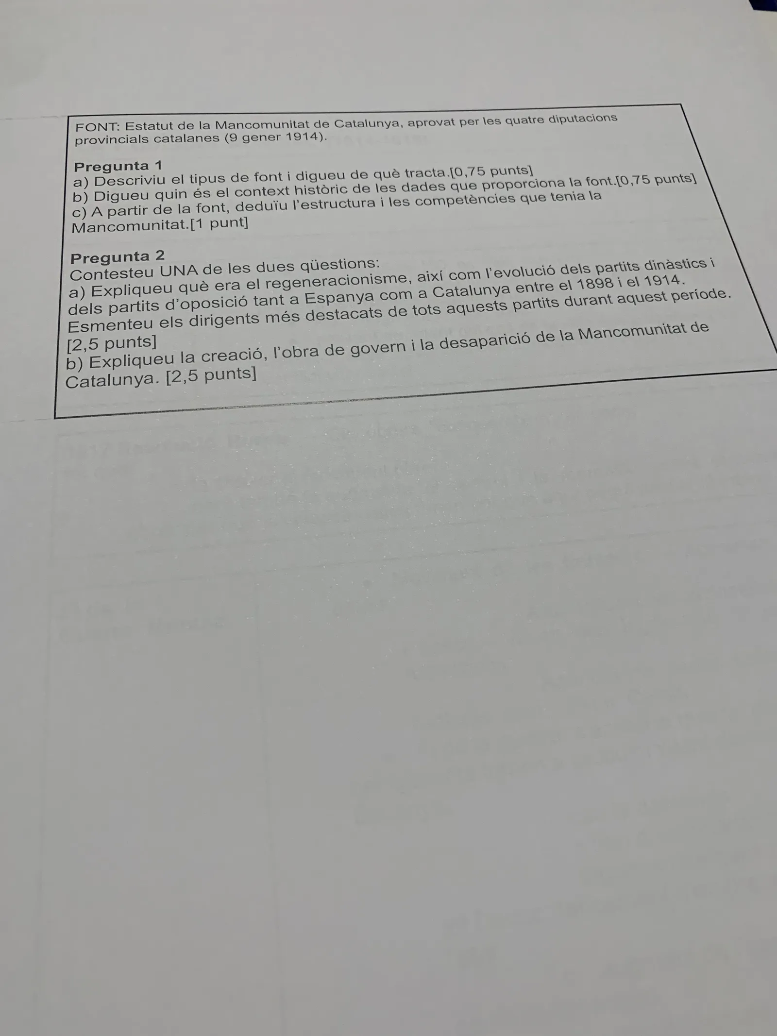 Font: Estatut de la Mancomunitat de 1914 amb dues preguntes de comentari