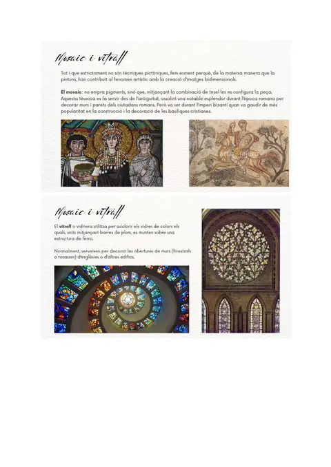 El mosaic i el vitrall com a tècniques afins a la pintura