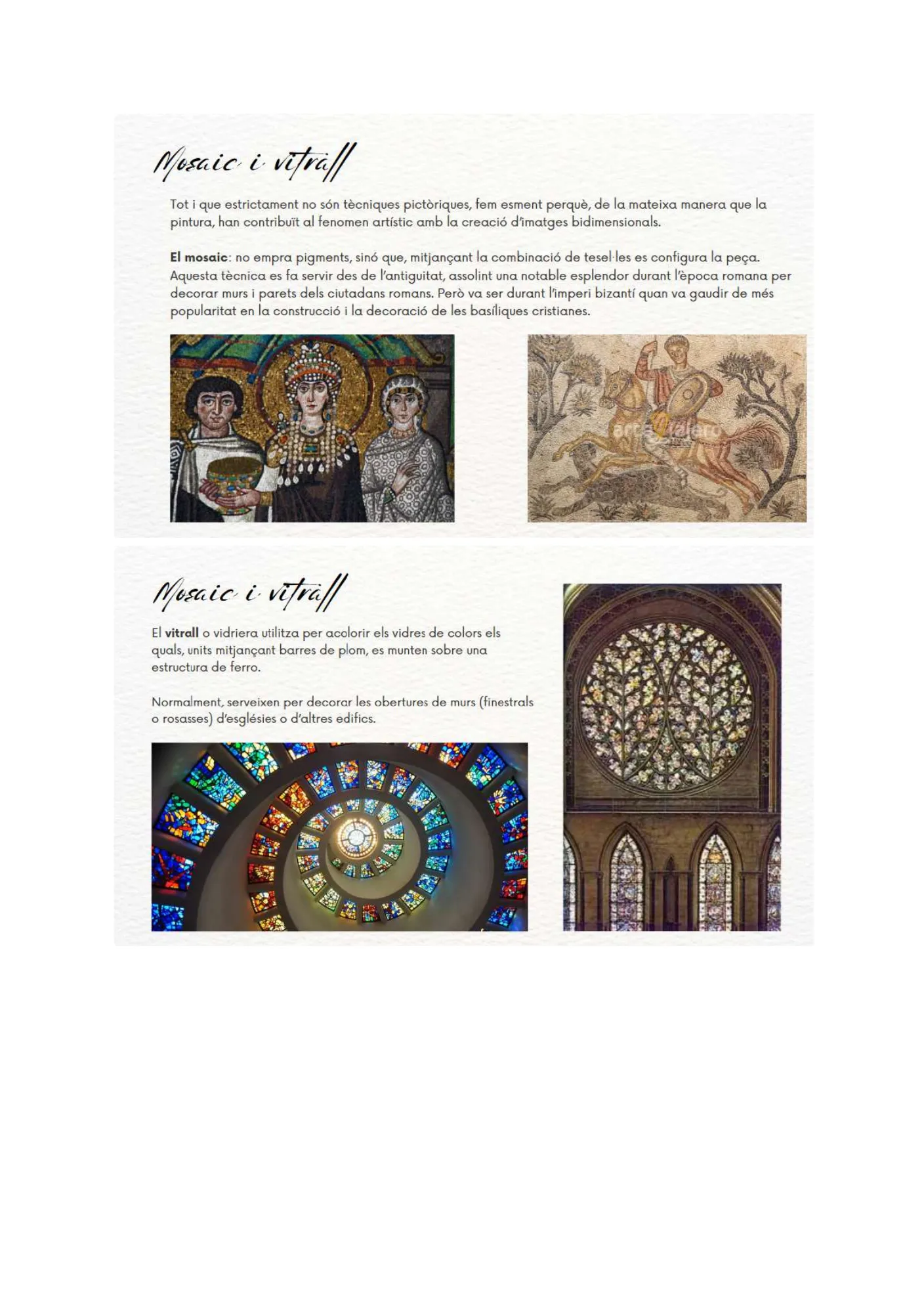 El mosaic i el vitrall com a tècniques afins a la pintura