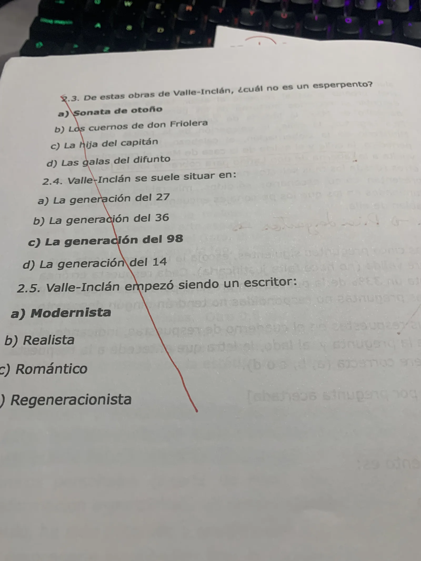 Test sobre Valle-Inclán: qué obra no es un esperpento, generación y etapa inicial