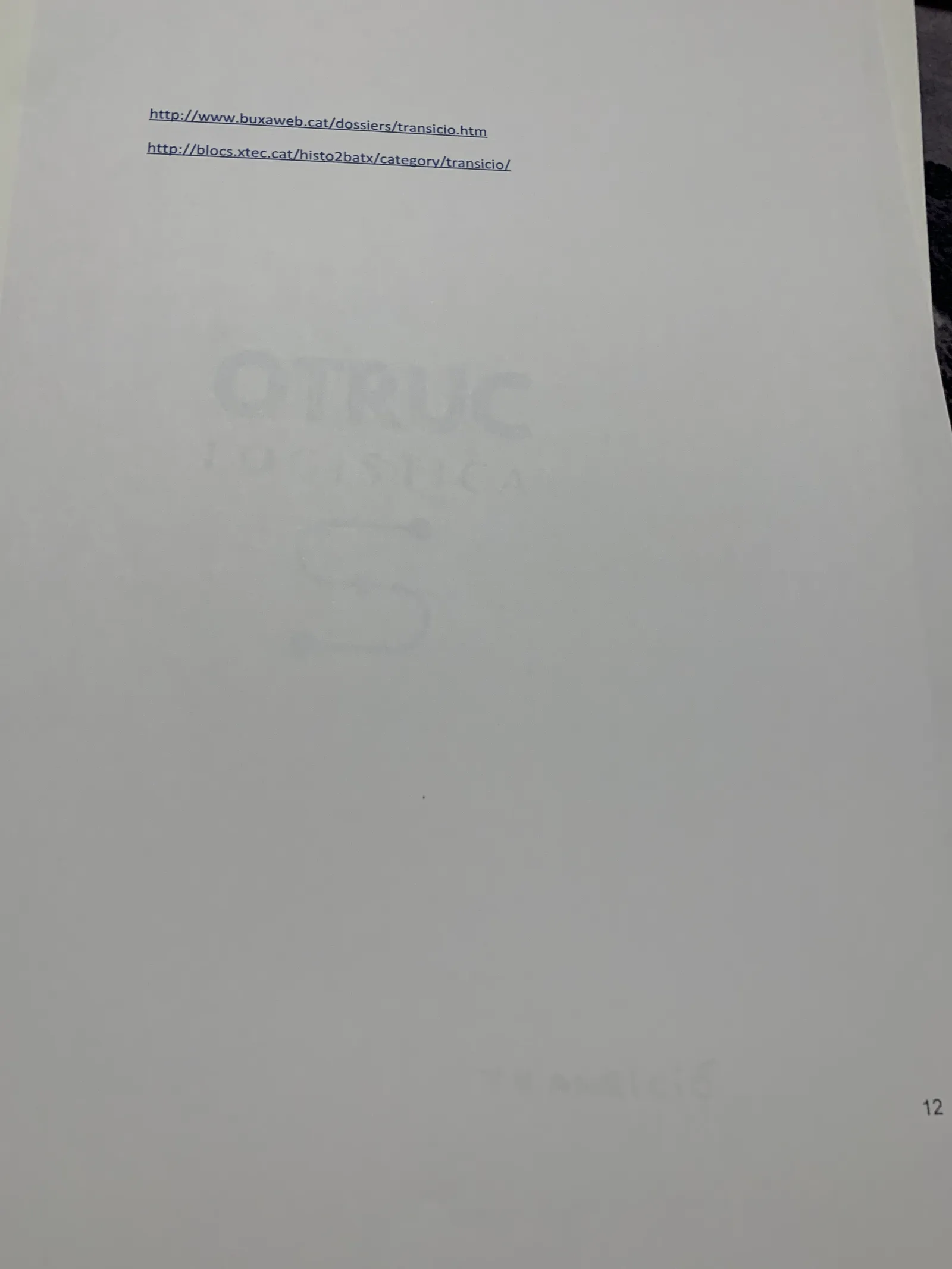 Pàgina final amb enllaços de consulta sobre la Transició