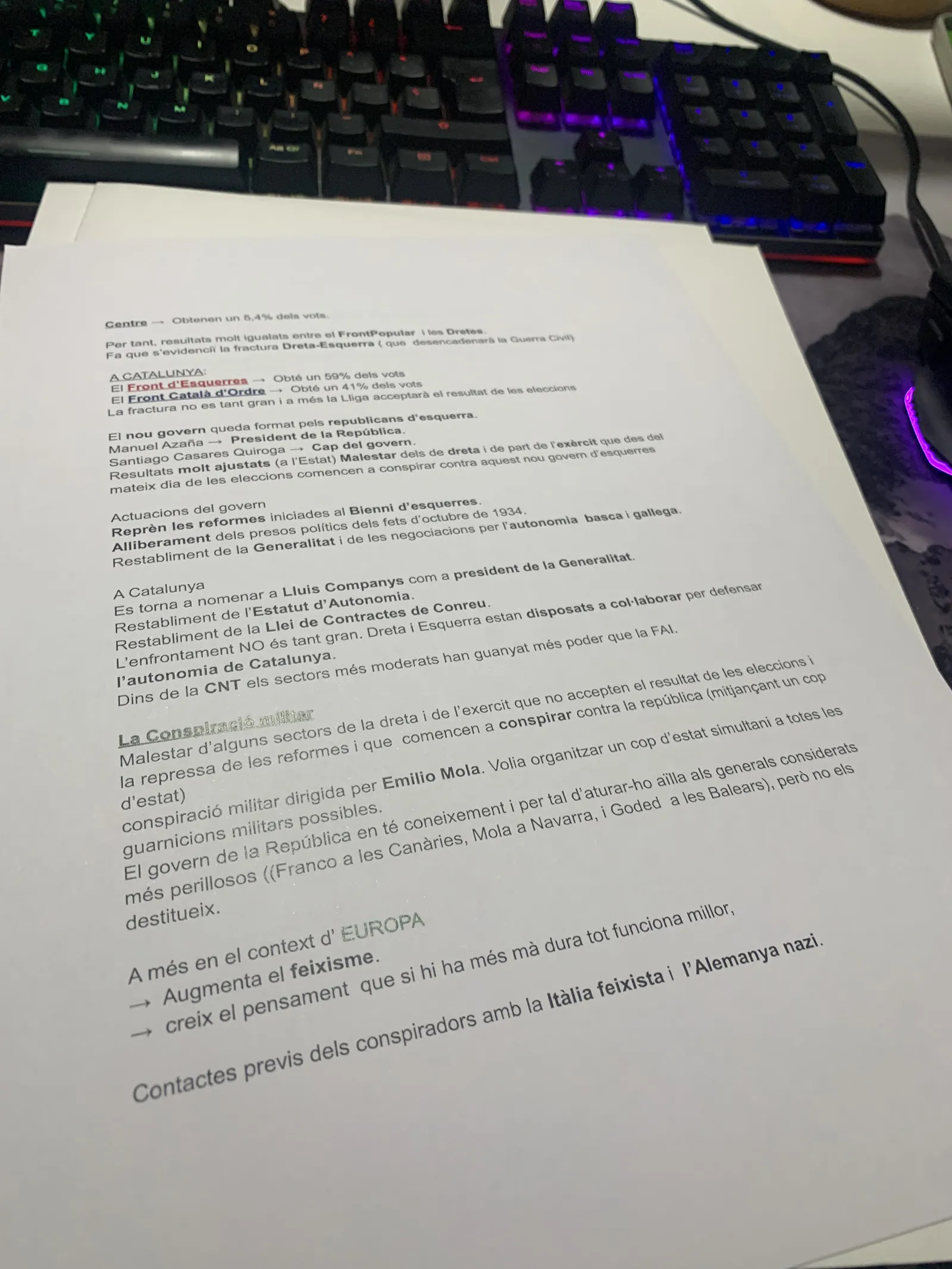 Les actuacions del govern del Front Popular i la conspiració militar d'Emilio Mola