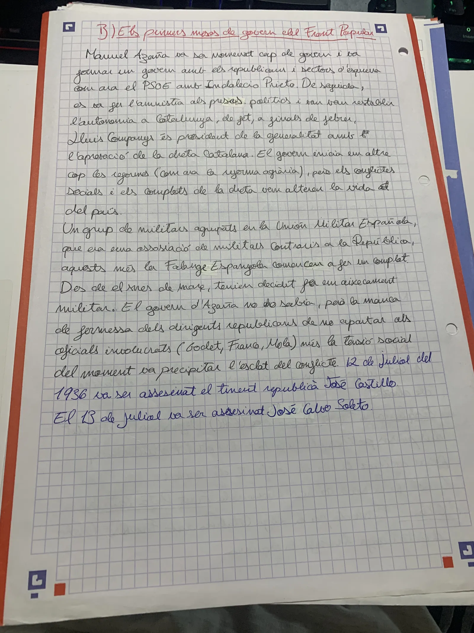 Els primers mesos del govern del Front Popular i la conspiració militar fins al juliol de 1936