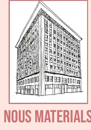 Croquis a llapis d'un edifici modern de diverses plantes amb l'estructura interna dibuixada