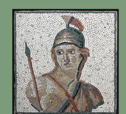 Mosaic d'un soldat amb llança i escut