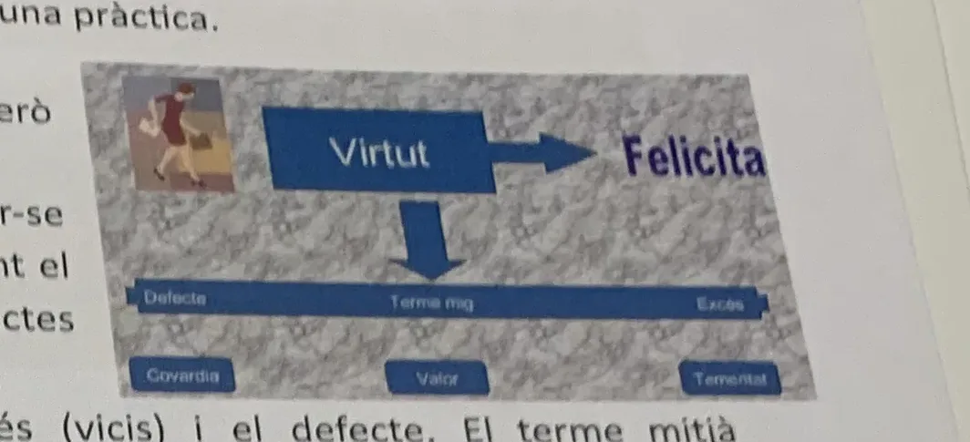 Esquema del terme mitjà entre defecte i excés
