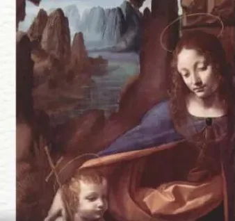 Pintura religiosa amb paisatge rocós de fons